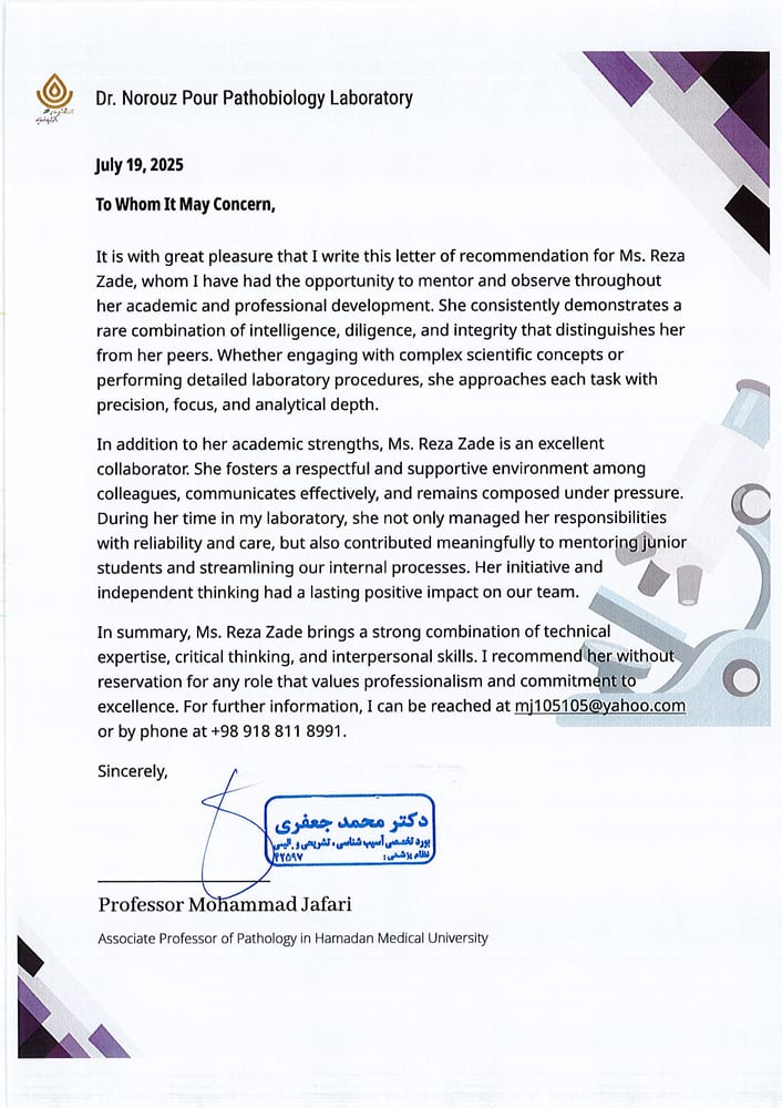 Document preview for Professor Mohammad Jafari