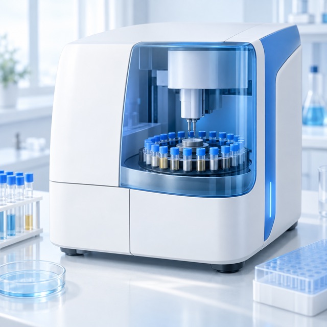 Illustration of a laboratory testing instrument