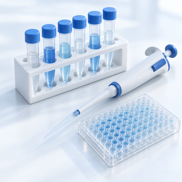 Illustration of prepared sample tubes and a pipette